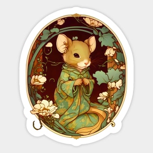 Cute Anthropomorphic Mouse In A Robe Sticker